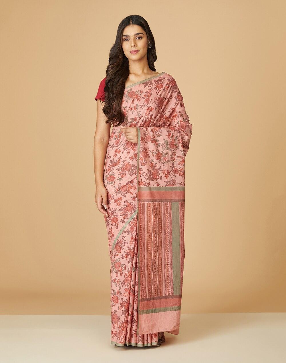 floral-motif-hand-block-printed-cotton-sari