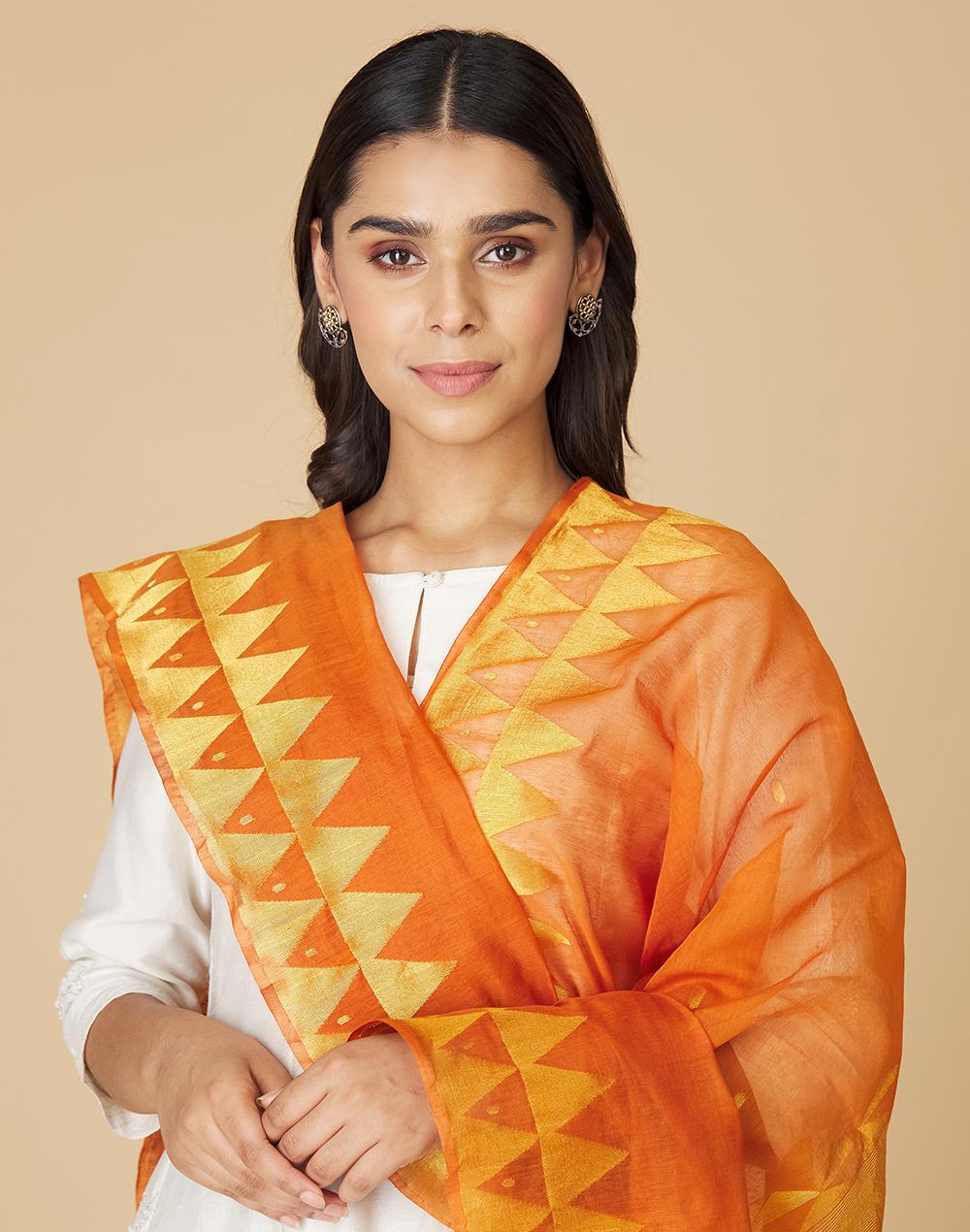 orange-cotton-silk-geometric-dupatta