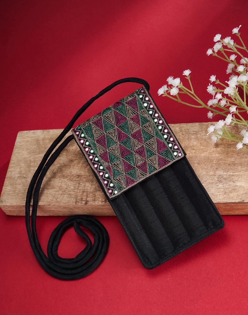 black-silk-blend-hand-embroidered-mobile-pouch