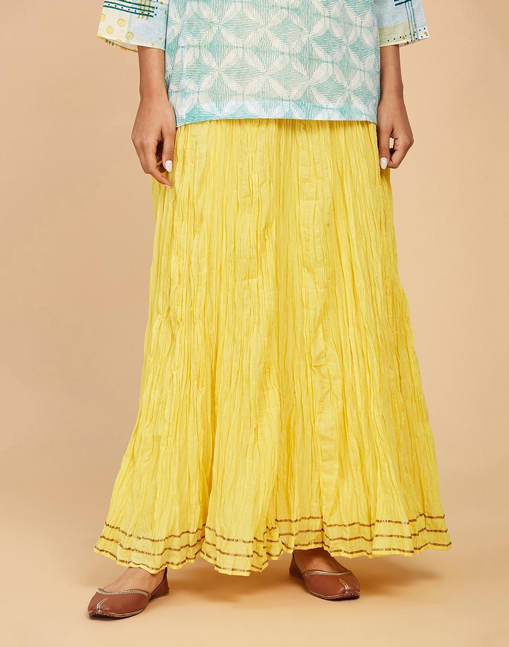 yellow-cotton-ankle-length-skirt-ghera