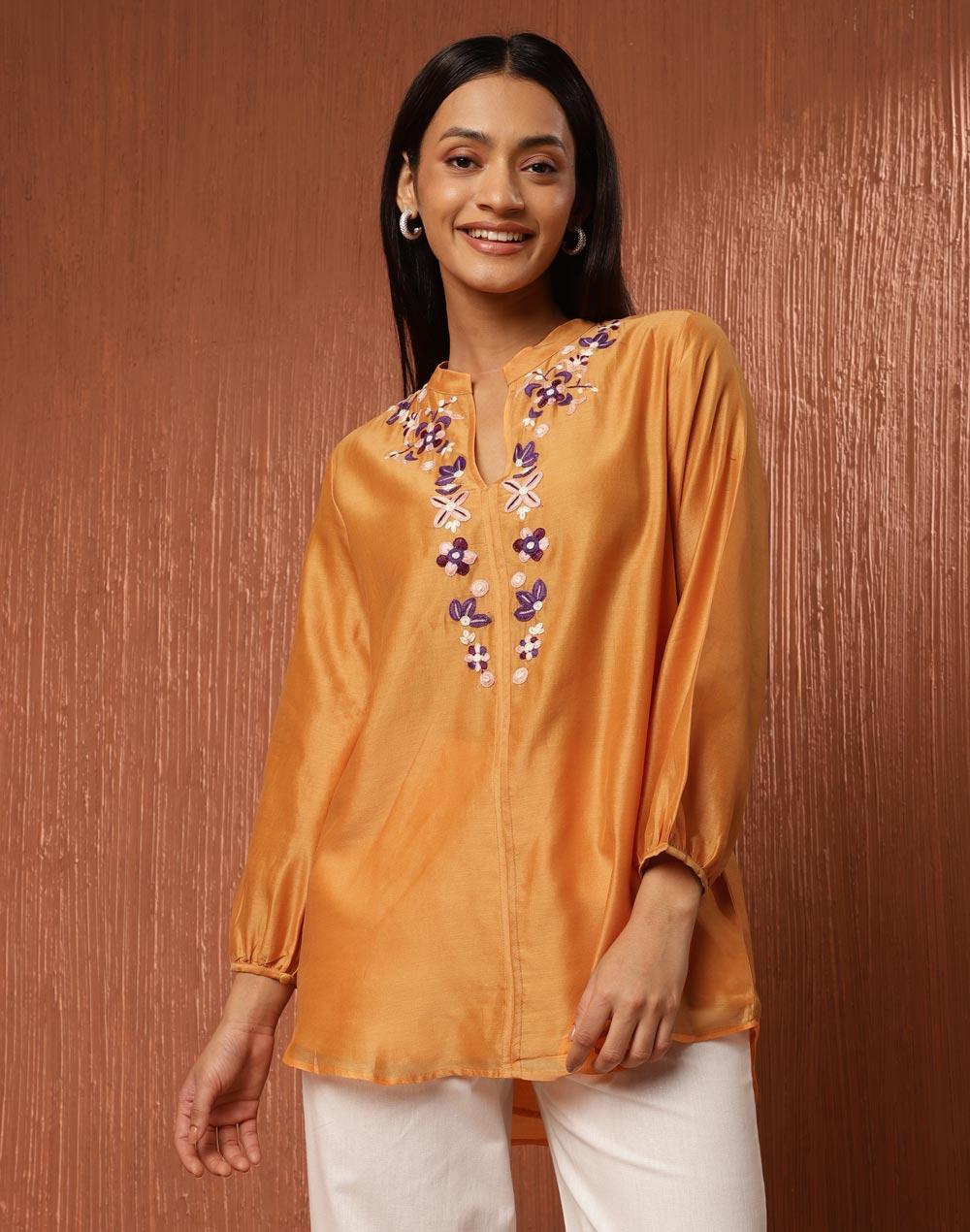 yellow-cotton-silk-embroidered-tunic