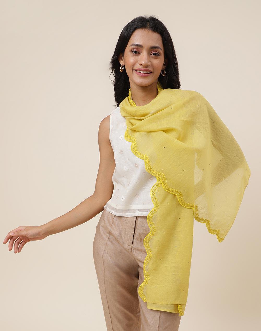 yellow-cotton-silk-embroidered-stole