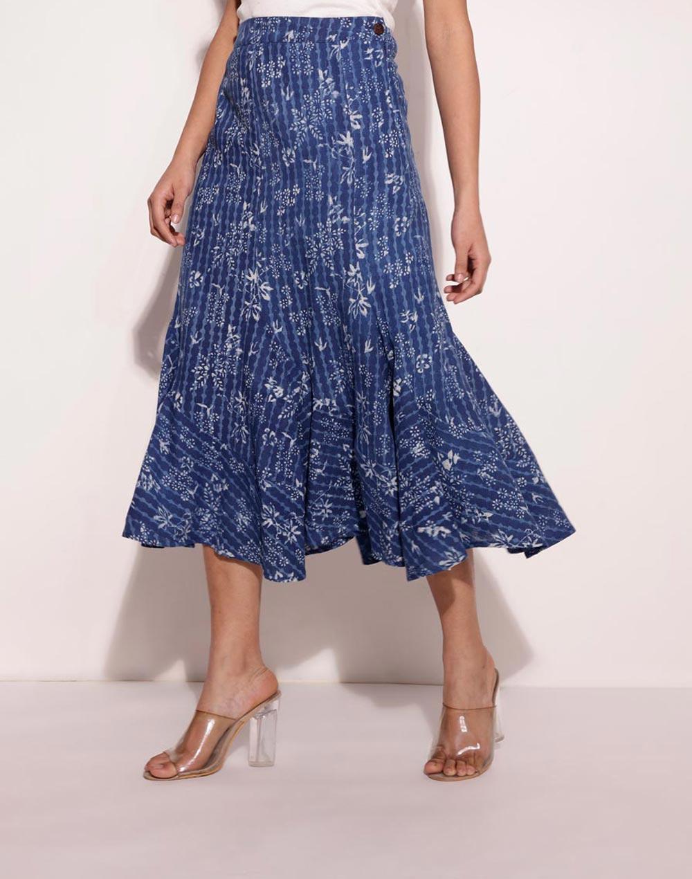 indigo-cotton-hand-block-printed-skirt-midi