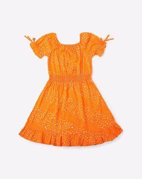 ditsy-print-fit-&-flare-dress-with-smocked-waist