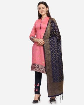chanderi-cotton-jacquard-woven-dress-material-with-banarasi-dupatta