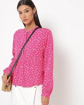 floral-shirt-top-with-cuffed-sleeves