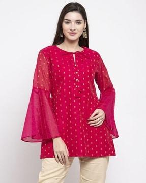 woven-design-tunic-with-bell-sleeves