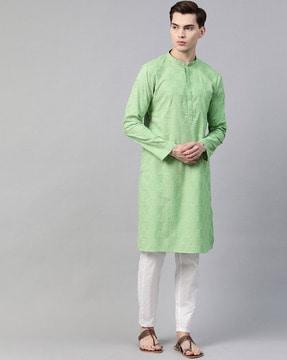 embroidered-long-kurta-with-insert-pockets