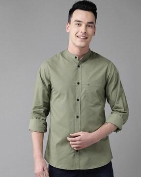 mandarin-collar-shirt-with-patch-pocket