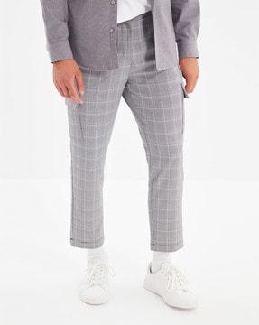 checked-flat-front-trousers-with-cargo-pockets
