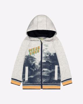 graphic-print-zip-front-hoodie
