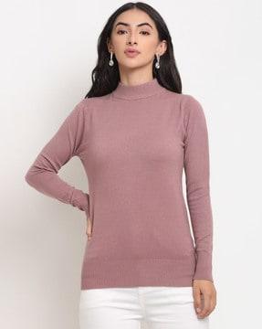 knitted-high-neck-pullover