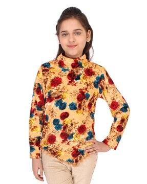 floral-print-top-with-pom-poms