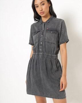 lightly-washed-shirt-dress-with-buttoned-flap-pockets
