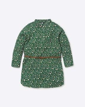floral-print-cotton-frock-with-belt