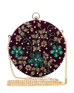 embroidered-clutch-with-chain-strap