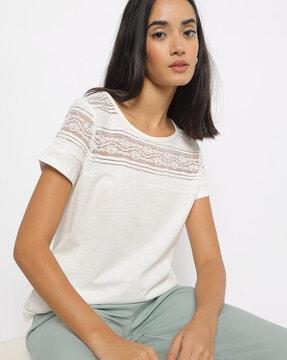 heathered-t-shirt-with-lace-panel
