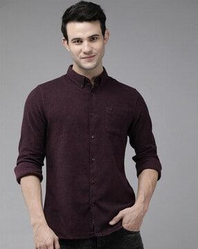 textured-slim-fit-shirt-with-patch-pocket