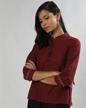 heathered-a-line-tunic-with-bishop-sleeves