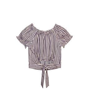 checked-knotted-top