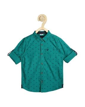micro-print-shirt-with-patch-pocket