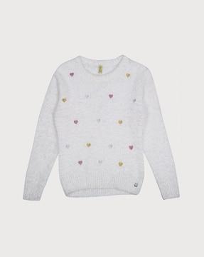 fuzzy-knitted-round-neck-sweater