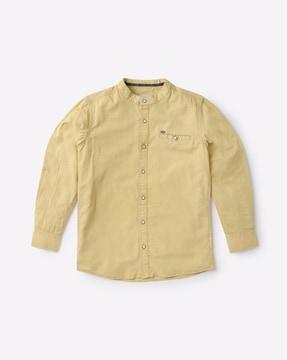 slim-fit-cotton-shirt-with-welt-pocket