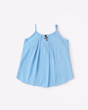 pleated-strappy-top-with-embellished-accent