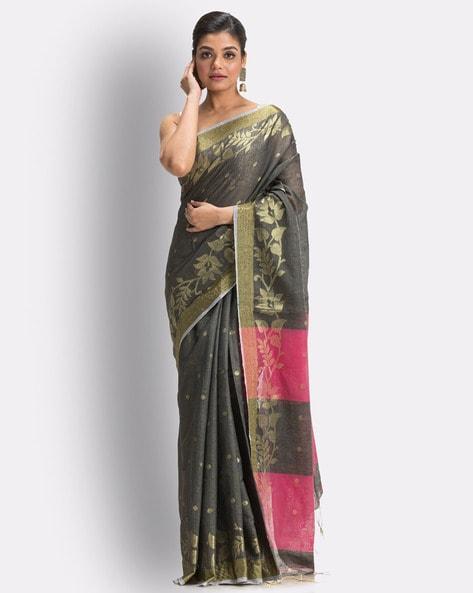 floral-woven-saree-with-tassels