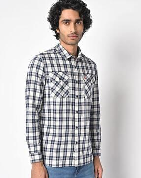 checked-slim-fit-shirt-with-flap-pockets