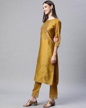 embellished-straight-kurta-set--for-women