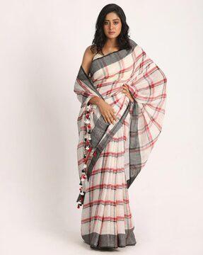 checked-linen-handloom-saree