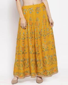 printed-flared-skirt-with-drawstring-waist