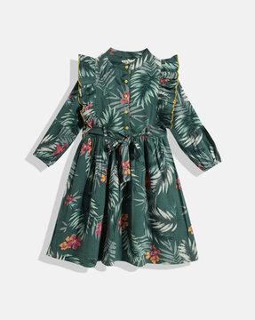 floral-print-a-line-dress-with-belt