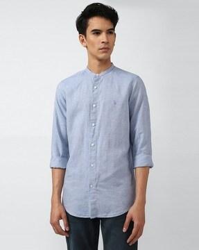 slim-fit-shirt-with-band-collar