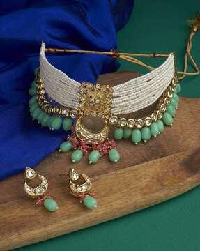 pearl-beaded-necklace-&-earrings-set