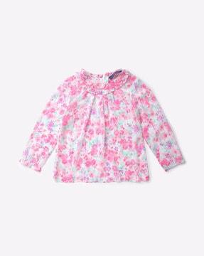 floral-print-top-with-ruffled-neckline