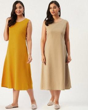 pack-of-2-solid-round-neck-a-line-dress