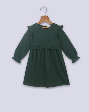 round-neck-dress-with-ruffle-accent