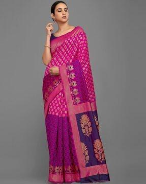 floral-pattern-saree-with-blouse-piece