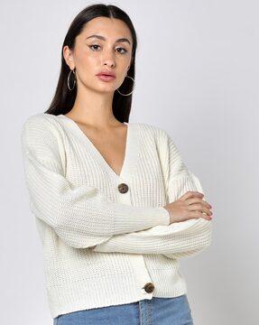 ribbed-button-front-cardigan