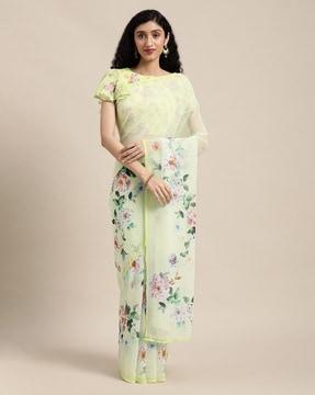 floral-print-georgette-saree-with-blouse-piece