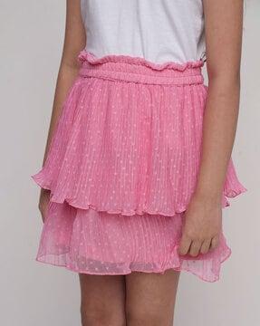 polka-dot-print-tiered-skirt