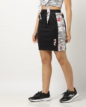 logo-print-mid-rise-straight-skirt