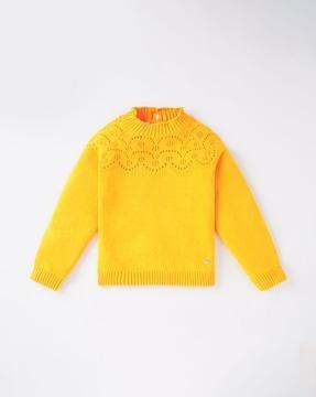 pointelle-knit-round-neck-sweatshirt
