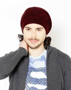 heathered-knitted-woolen-beanie-cap