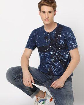 splatter-print-henley-t-shirt