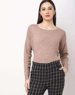 round-neck-pullover-with-drop-shoulder-sleeves
