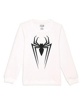 spider-man-print-ribbed-hems-sweatshirt