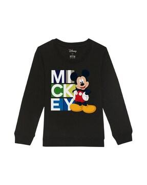 mickey-mouse-print-round-neck-sweatshirt